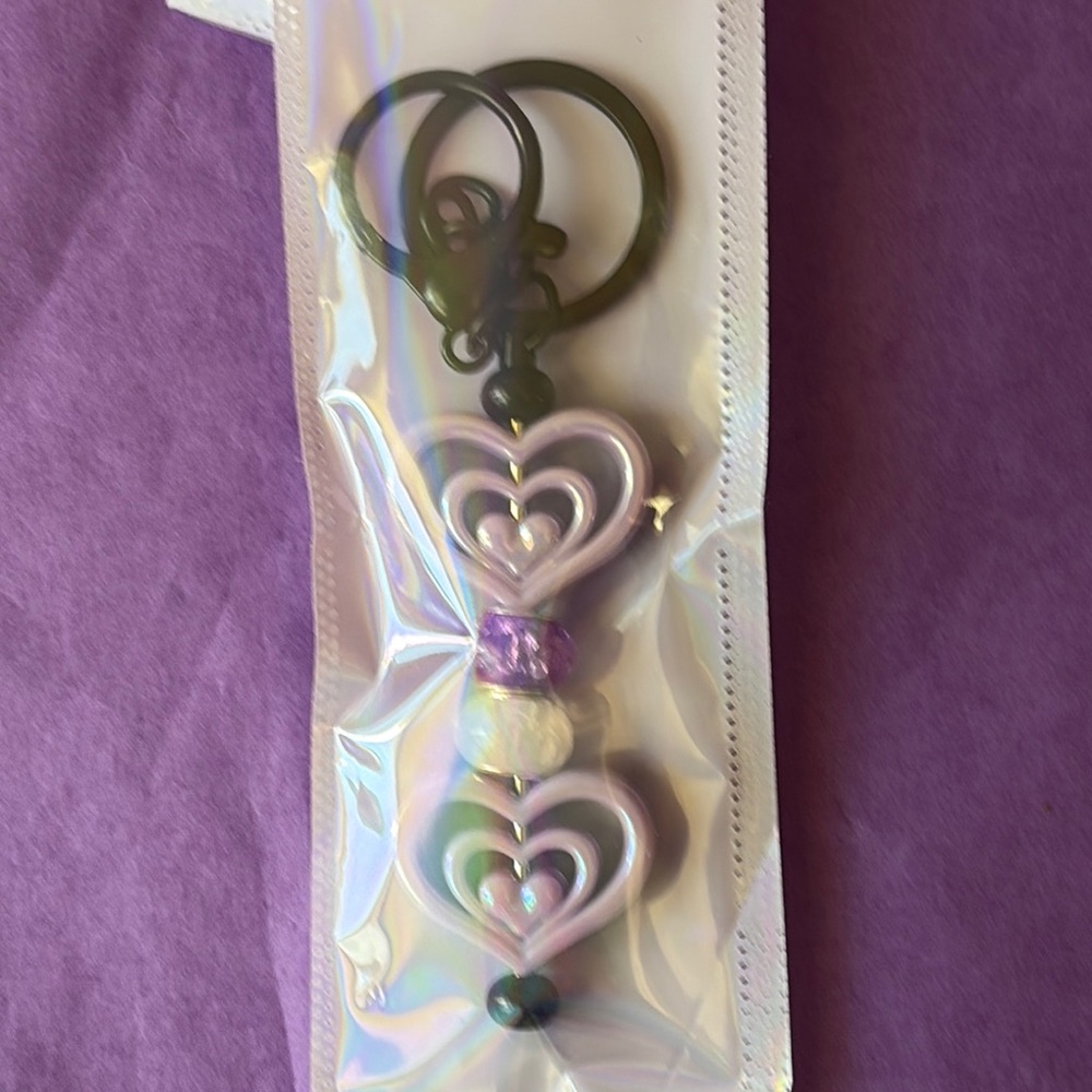 🪻Heart Keychain with Beads🪻